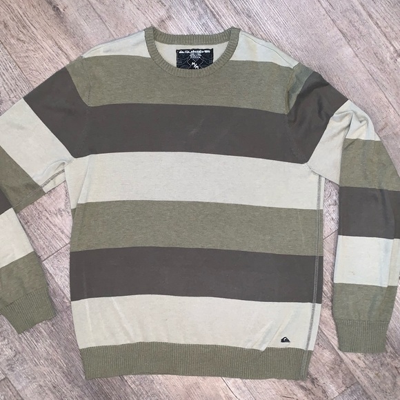Quiksilver Other - Medium Quicksilver Olive-Cream-Brown Crew Neck